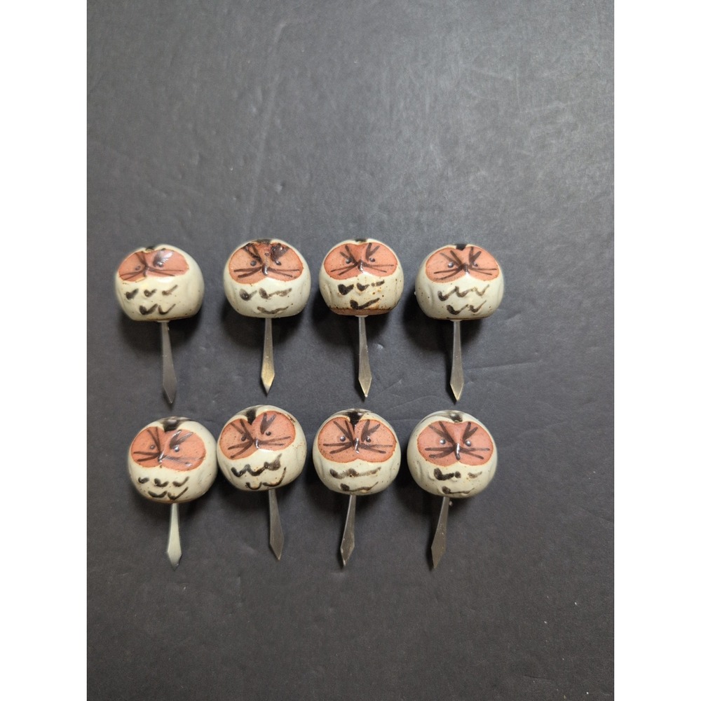 Vintage Fitz and Floyd Ceramic Owl Corn Holders Set of 8 Kitchen Tools